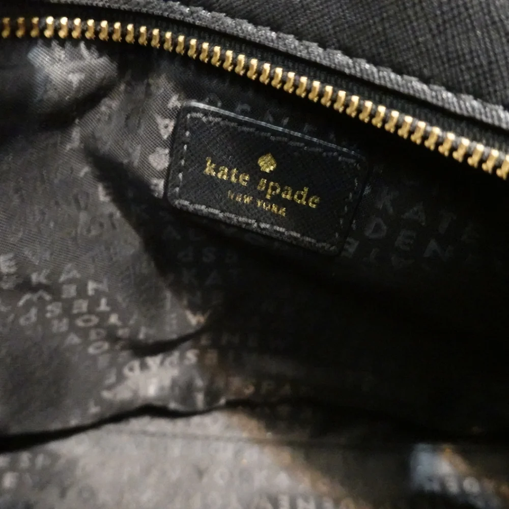 KATE SPADE Laurel Way Black Leather Satchel with Diamond Studded Bow Detail - Picture 8 of 13